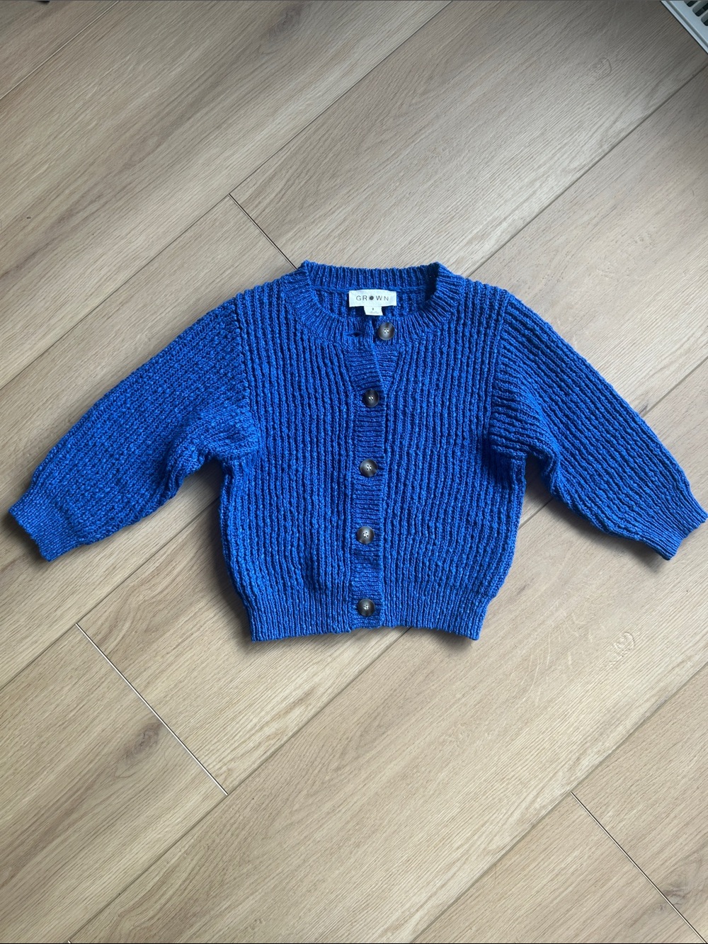 Grown Royal Blue Knit Button-Up Cardigan